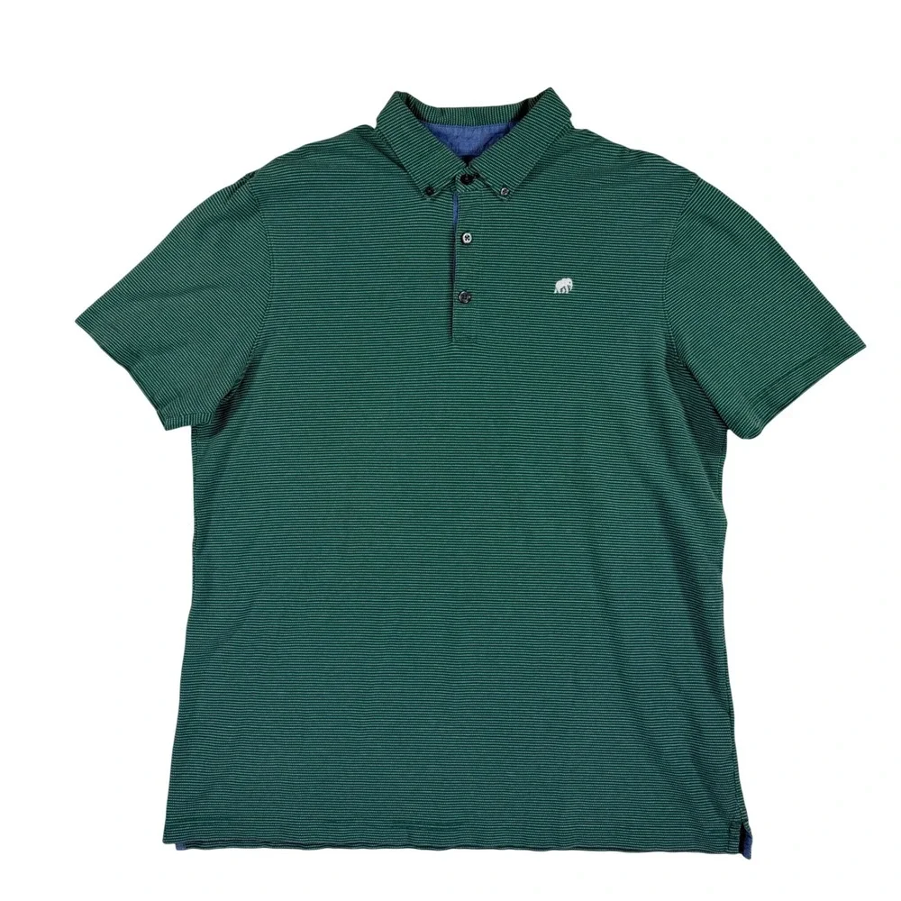 Banana Republic Polo Shirt Mens XL Tall Green Striped Elephant Logo Stretch Golf